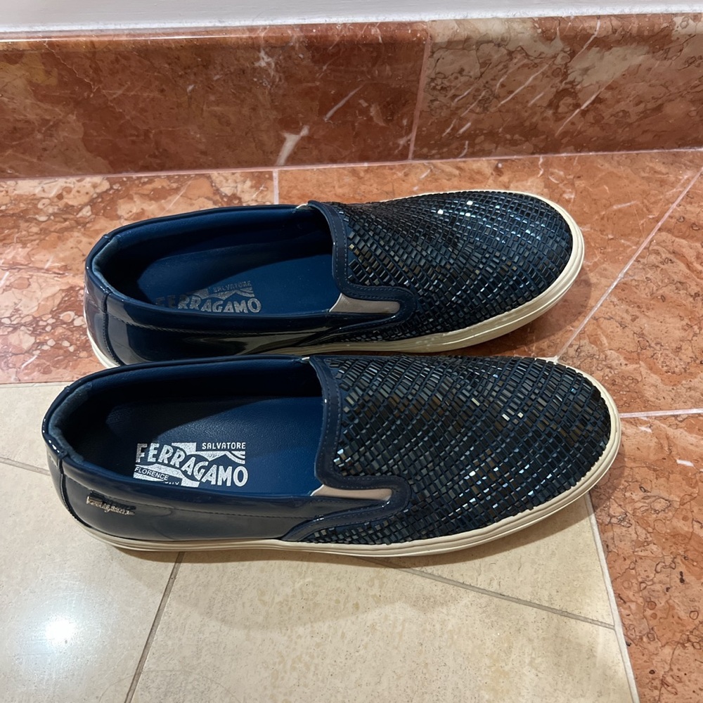 Salvatore Ferragamo Women’s Pacau Leather Bejeweled Slip Ons.